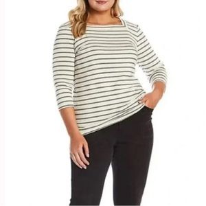 NWT Lauren Ralph Lauren stretchy cotton square neck 3/4 sleeve top size S